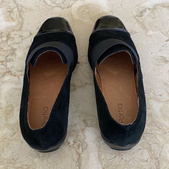 Portia Claudia Black Suede & Patent Leather Slip On Shoes - Picture 5 of 13